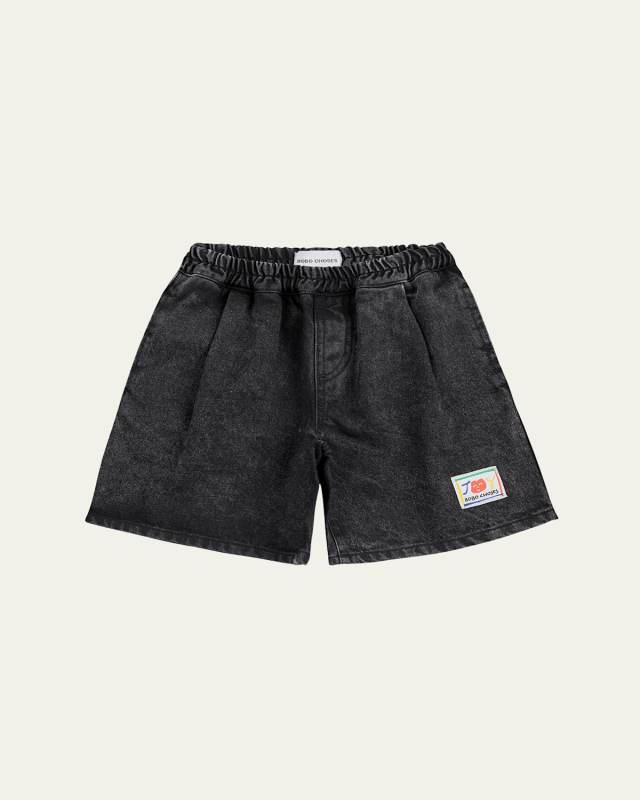 Boy's Denim Shorts W/ Logo Patch, Size 2-13